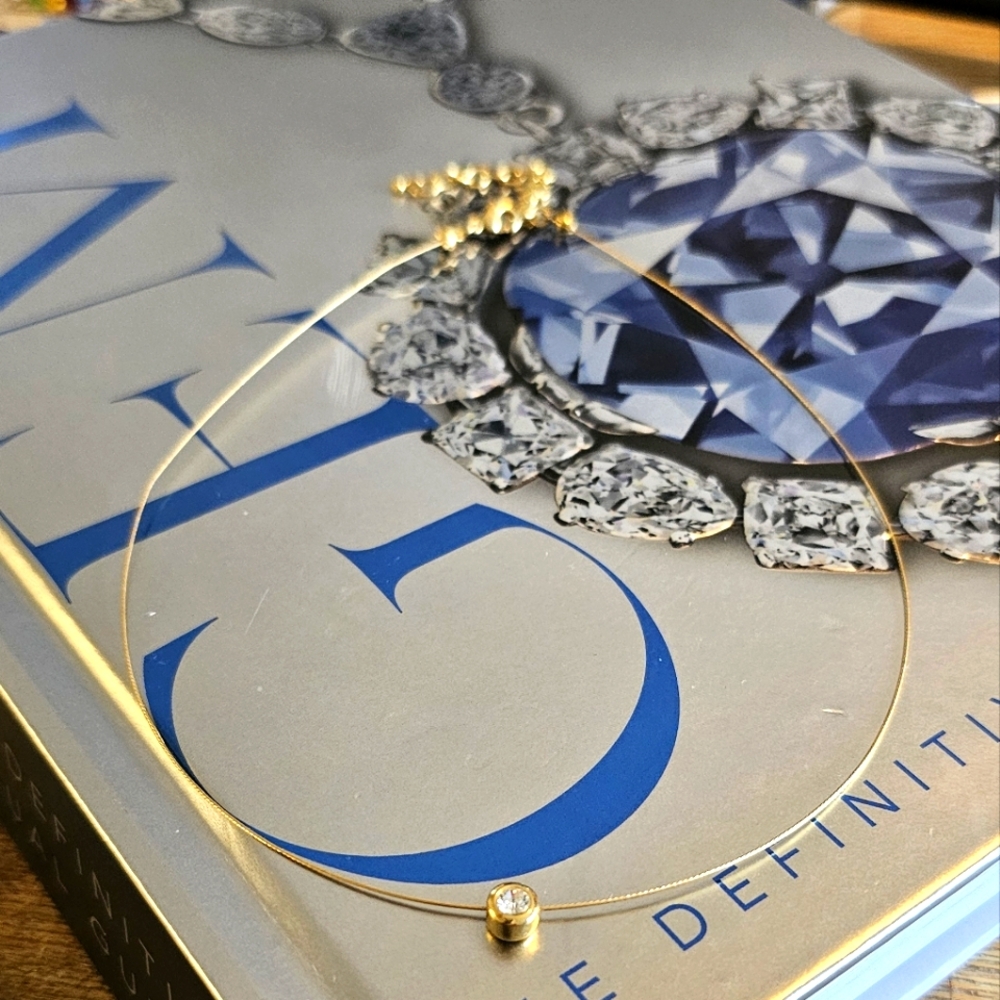 Vintage & Elegant Bezel Solitary CZ Gold Plated Necklace. - Picture 8 of 8
